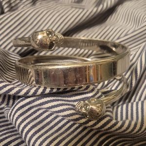 Alexander McQueen Crystal Spiral Twin Skull Bracelet